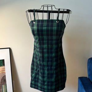 Checkered green tie back dress